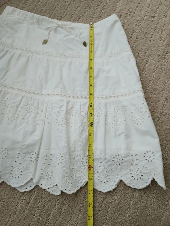 American Eagle Skirt Eyelet Tiered Fairy 0 Feathers Boho Vintage Y2k Scallop Hem - Picture 7 of 13